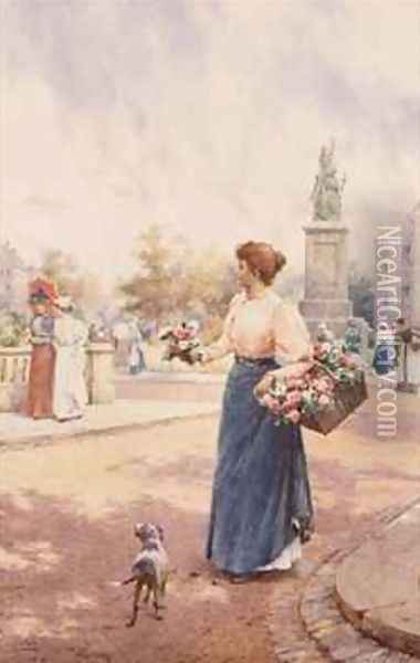 A Parisian flower seller Oil Painting - Arthur Augustus II Glendening