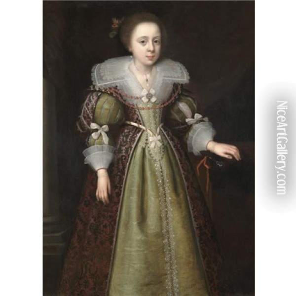 Portrait Of Elizabeth Bassett, Later Duchess Of Newcastle Oil Painting - George Geldorp