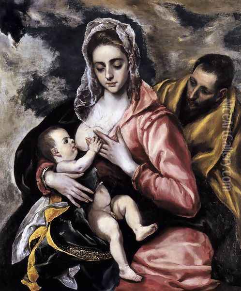 The Holy Family c. 1585 Oil Painting - El Greco (Domenikos Theotokopoulos)