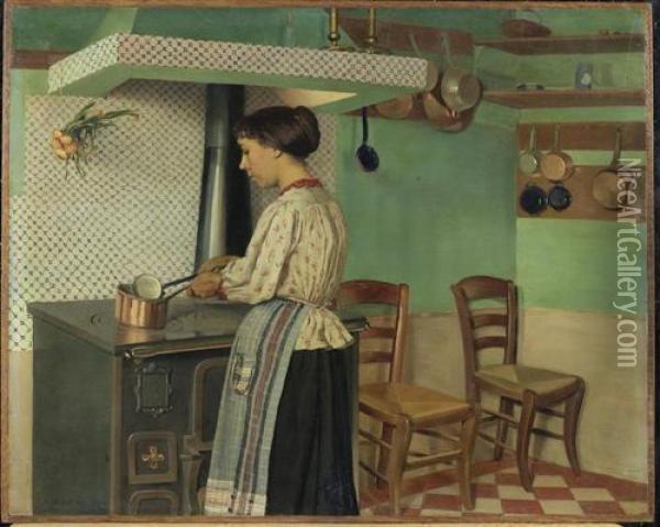 La Cuisiniere. 1892. Oil Painting - Felix Edouard Vallotton