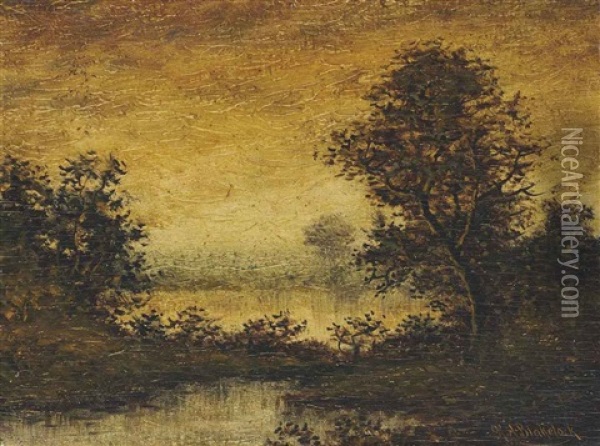 Golden Landscape Oil Painting - Ralph Albert Blakelock