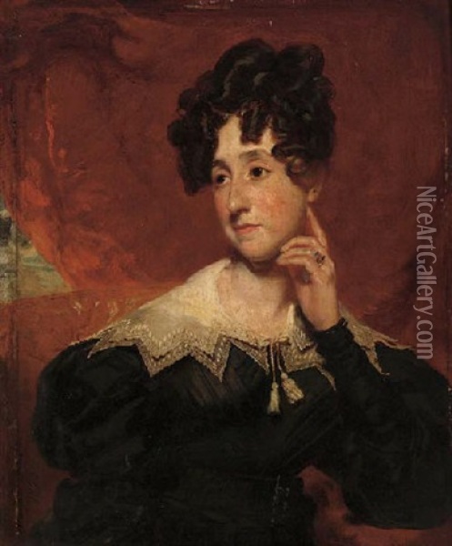 Portrait Of Mrs. Campbell, Seated In An Interior Oil Painting - Henry Wyatt