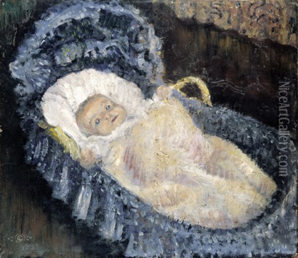 Enfant Au Berceau Oil Painting - Georges Lemmen