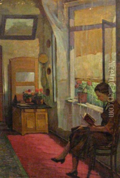 Reading Oil Painting - Nicolae Tempeanu