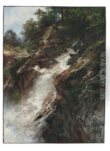Motiv Reichenbach Berner Oberland Oil Painting - Auguste Horter