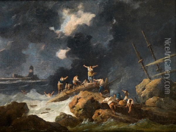 Die Schiffbruchigen Oil Painting - Jean Baptiste Pillement