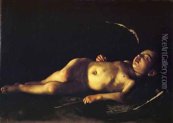 Sleeping Cupid 1608 Oil Painting - Caravaggio