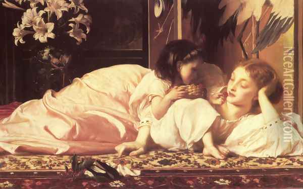 Mother And Child Oil Painting - Lord Frederick Leighton