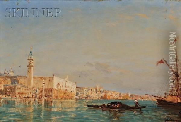 Venetian Canal Scene Oil Painting - Felix Ziem