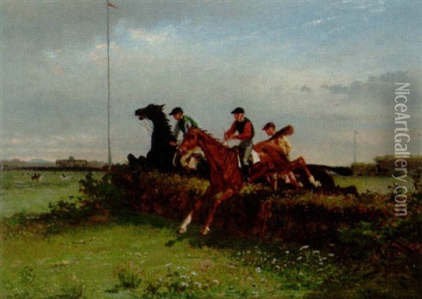 Galopptavling Oil Painting - Bengt-Johan-Gustaf Brandelius