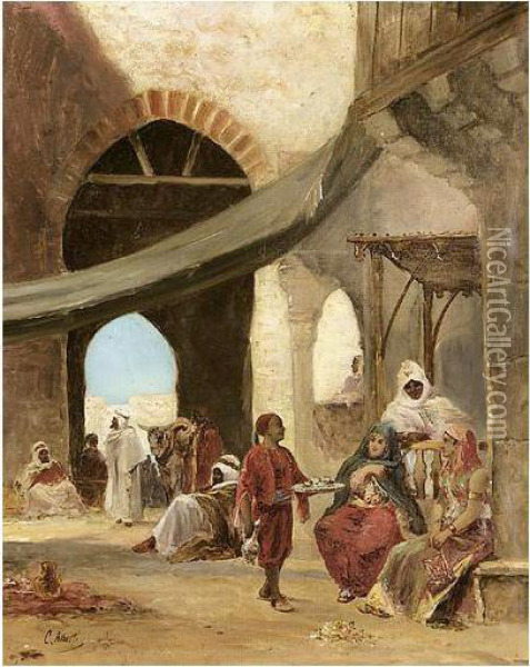 In The Souk Oil Painting - C. Alberti