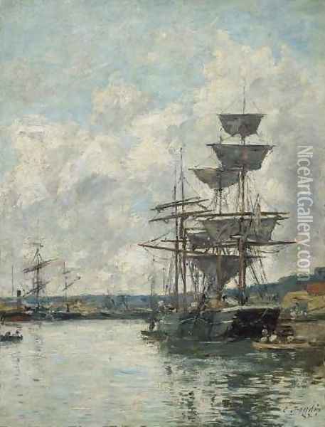 Ships at Le Havre Oil Painting - Eugene Boudin