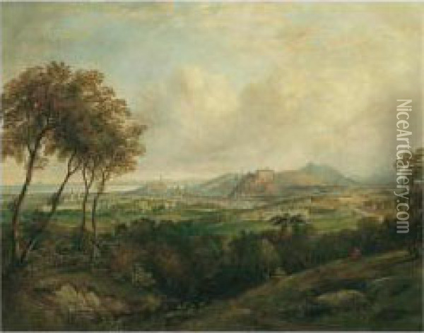 A View Of Edinburgh Castle From Corstorphine Hill Oil Painting - Henry G. Duguid
