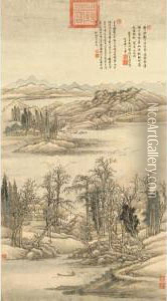 Landscape After Zhao Lingrang (11th Century) Oil Painting - Hui Wang