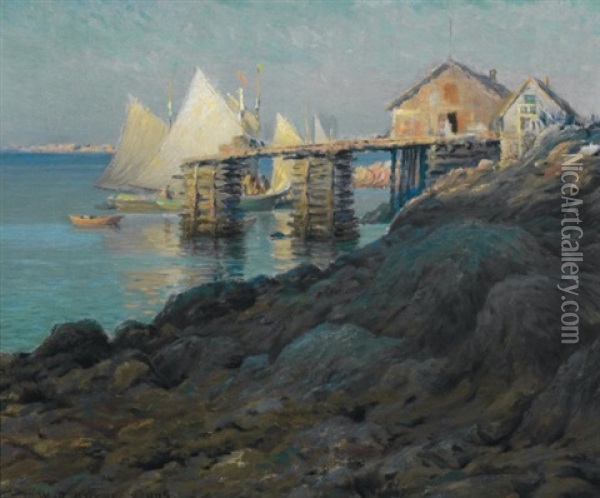 The Dock At Criehaven Oil Painting - William Partridge Burpee