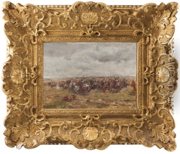 Charge Des Armees Napoleoniennes Sous Le 1er Empire Oil Painting - Guido Sigriste
