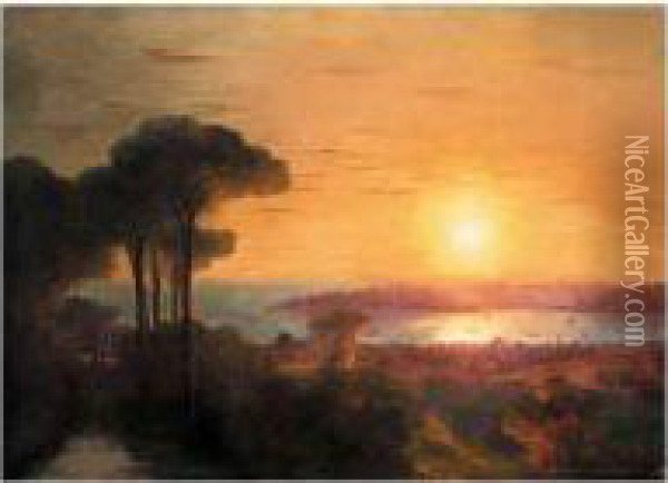 Sunset Over The Golden Horn Oil Painting - Ivan Konstantinovich Aivazovsky