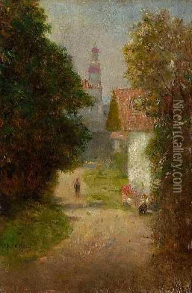 Sonnige Dorfstrase Oil Painting - Johann Friedrich Engel