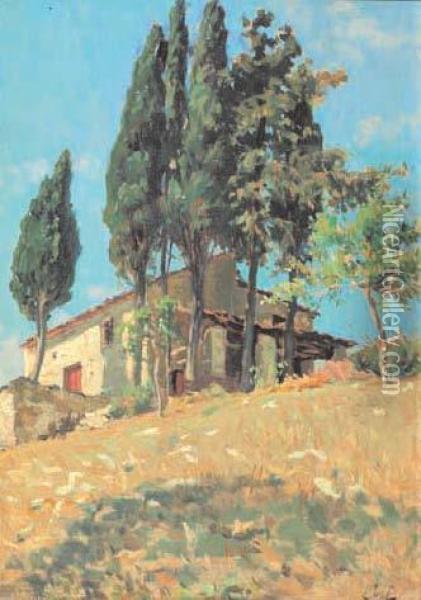 Casolare In Collina Oil Painting - Alberto Issel