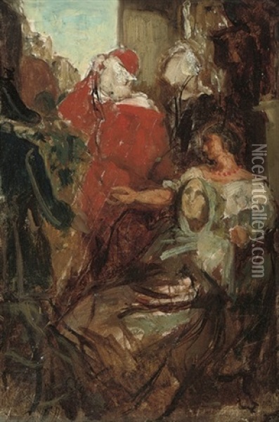 A Cardinal Giving His Blessings Oil Painting - Nikolaus Gysis