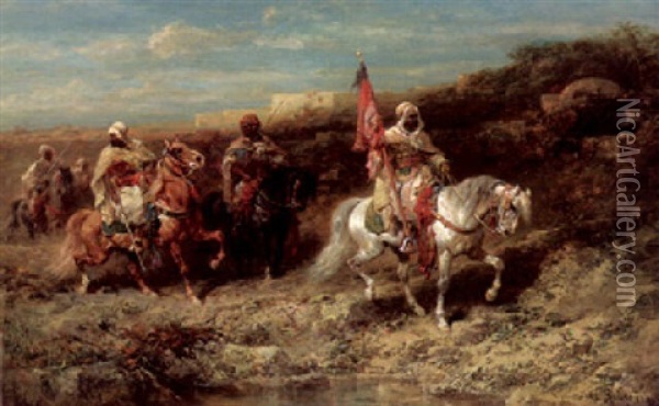 The Arab Patrol Oil Painting - Adolf Schreyer