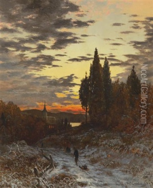 A Winter Sunrise Oil Painting - George Herbert McCord