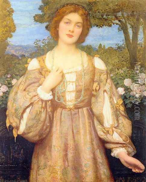 Monna Giovanna Oil Painting - Edward Robert Hughes R.W.S.