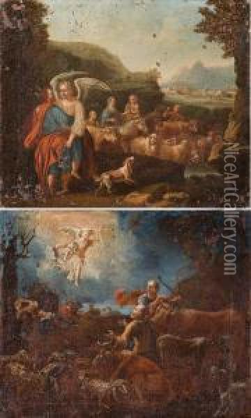 A) La Lotta Tra Giacobbe E L'angelo
B) L'annuncio Ai Pastori Oil Painting - Gaetano De Rosa