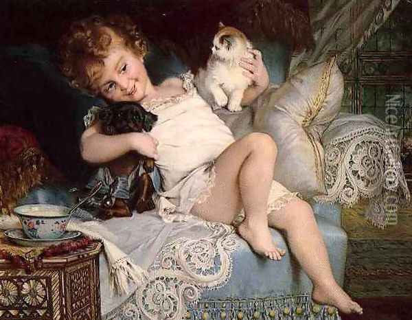 Favourite pets Oil Painting - Emile Munier
