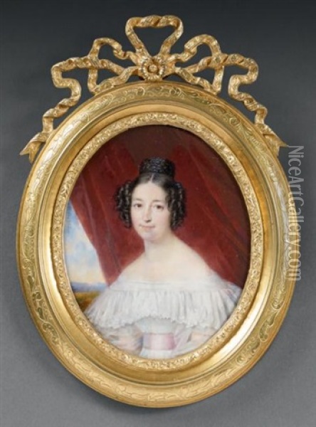 Portrait De Madame De Monseignat Oil Painting - Francois Meuret