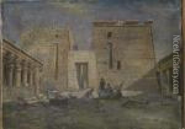 Vue Du Second Pylone Du Temple De Philae Oil Painting - Edward Jr Williams