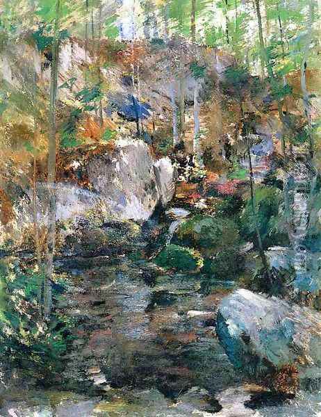 Woodland Stream Oil Painting - John Henry Twachtman