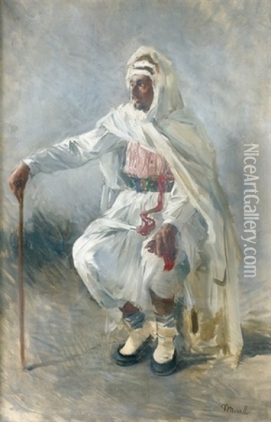 Sitzender Araber Oil Painting - Domenico Morelli