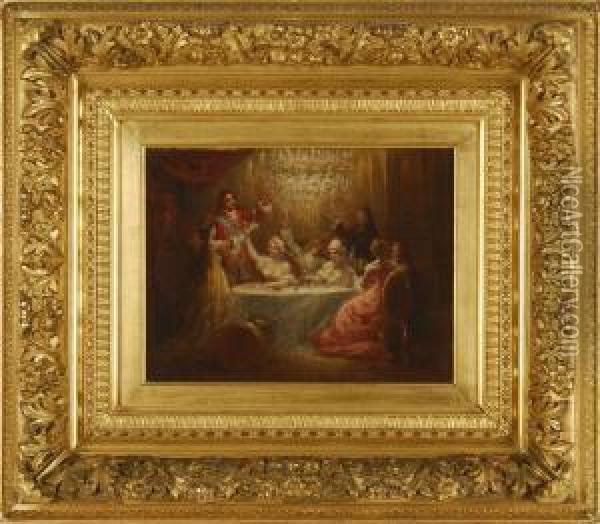 Dining Room Scene Oil Painting - Marie Abrahams Rosalbin De Buncey