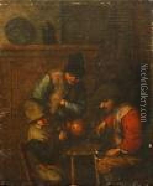 Tavern Scene Withthree Men Oil Painting - Adriaen Brouwer