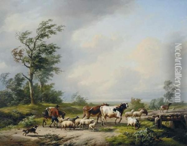 L'orage Oil Painting - Eugene Joseph Verboeckhoven