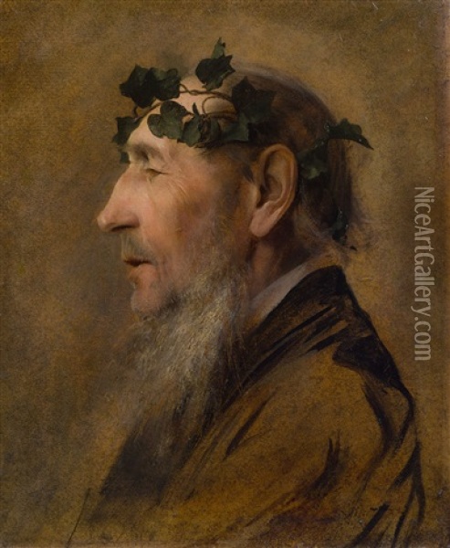 Studie Eines Alten Mannes Mit Efeukranz Oil Painting - Gustav Klimt