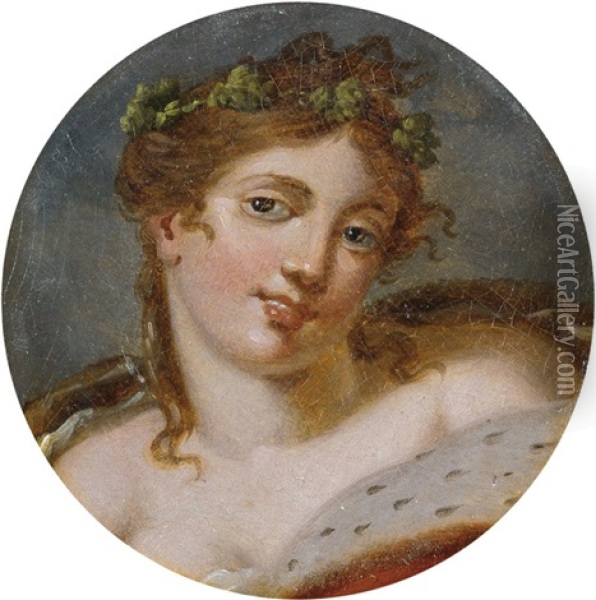 Mythologische Figur. Kopf Einer Jungen Frau Oil Painting - Johann Franz Peter Paul Gareis
