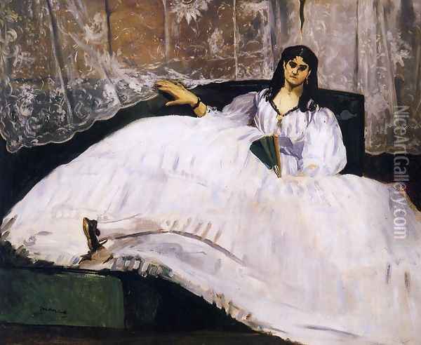 Baudelaire's Mistress, Reclining Oil Painting - Edouard Manet