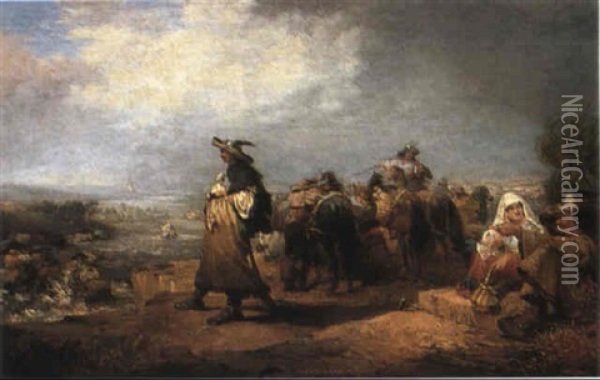 The Crossing Of The River Oil Painting - Johann Christian Zeitter