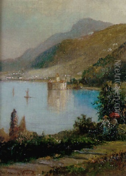 Chateau De Chillon Oil Painting - Achille Vianelli