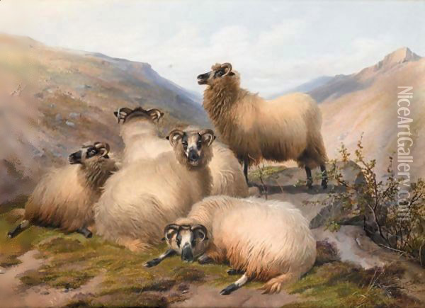 The Highland Flock 2 Oil Painting - Thomas Sidney Cooper