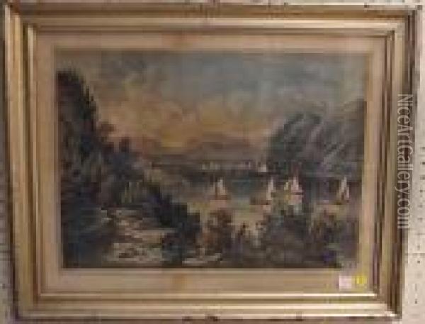 Scenery Of The Hudson Near Anthony's Nose Oil Painting - Currier & Ives Publishers