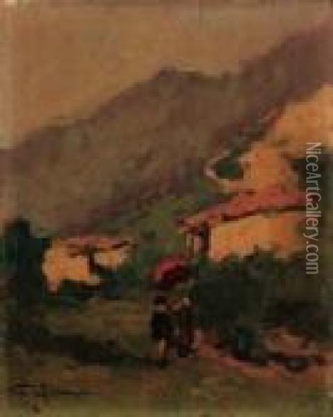 Paesaggio Alpino Oil Painting - Achille Cattaneo
