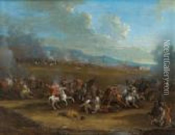 Combattimento Di Cavalieri Oil Painting - Karel Van Breydel (Le Chevalier)