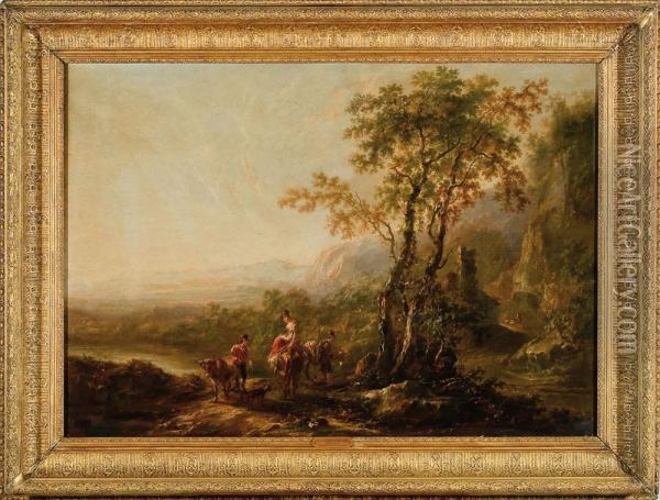 Paesaggio Con Viandanti Oil Painting - Philip Jacques de Loutherbourg