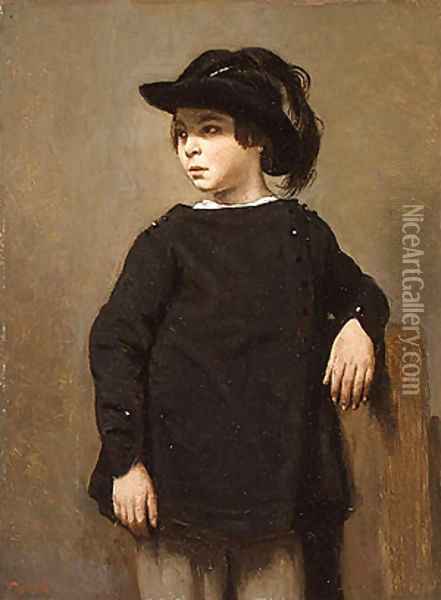 Portrait of a Child ca 1835 Oil Painting - Jean-Baptiste-Camille Corot