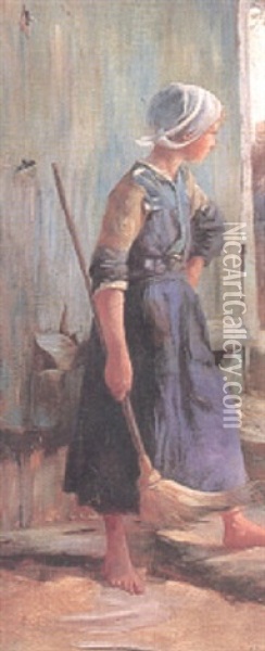 Den Unga Stadflickan Oil Painting - Allan Erik August Oesterlind