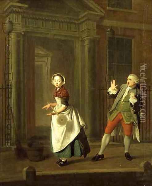 A Scene from Description Of A City Shower by Jonathan Swift 1667-1745 Oil Painting - Edward Penny
