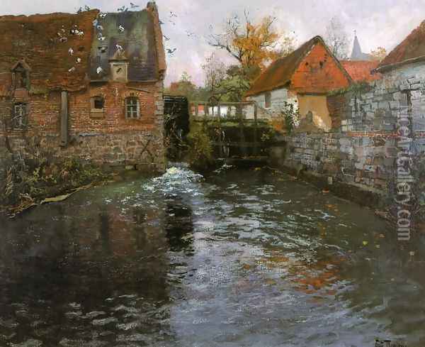 The Mill Pond Oil Painting - Fritz Thaulow